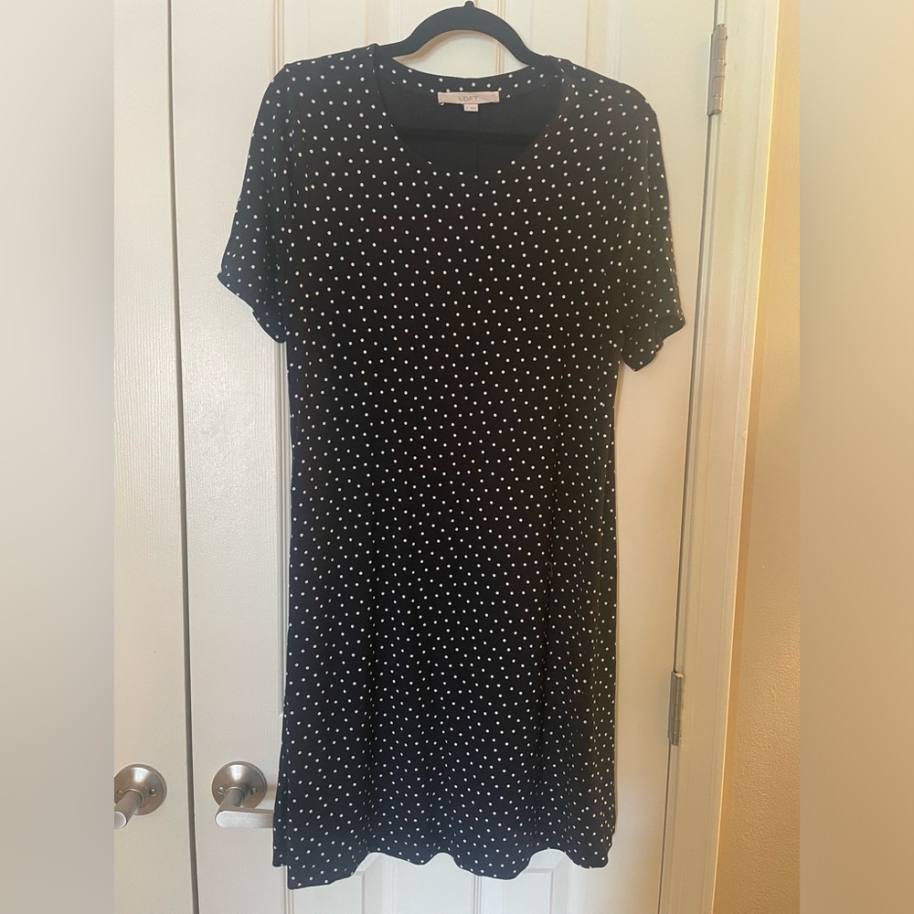 LOFT Black Polka Dot Dress - Size M